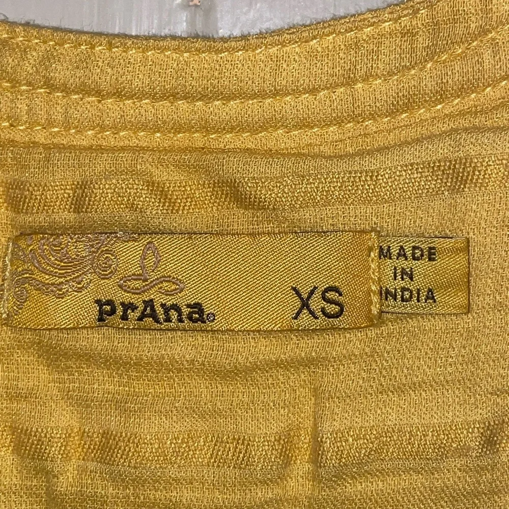 PrAna Yellow Button Up Tank Top Vest Light Flowy Summer Tunic Organic Cotton